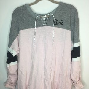 PINK lace up sweatshirt